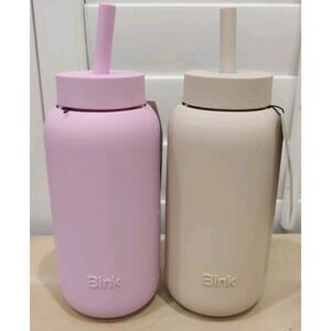 Lot of 2 Bink 27oz Day Water Bottle Straw Cap - Orchid & Latte Bundle - New